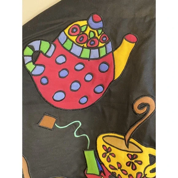 VTG SILKSCAPES Embroidered Artsy Whimsy Art To Wear Teapot Mad Hatter CUSTOM - Picture 12 of 16